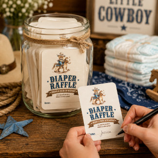 Cowboy Teddy Bear Western QR RSVP Baby Shower Tilläggskort