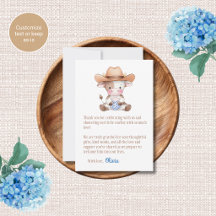 Cowboy Tema Baby Shower Tacksamhetskort
