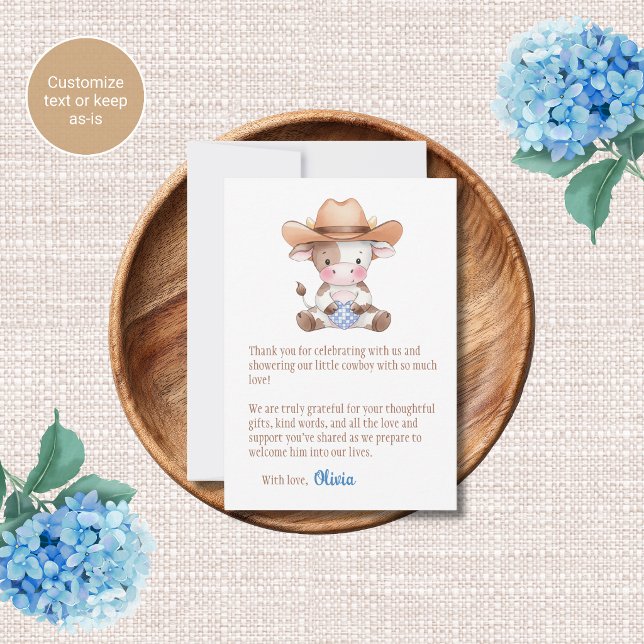 Cowboy Tema Baby Shower Tacksamhetskort Anteckningskort (Skapare uppladdad)