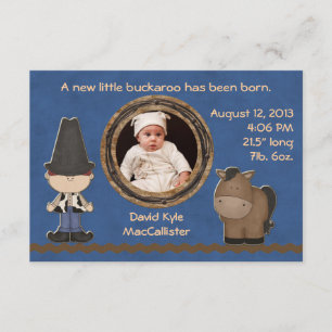 Cowboy Theme Pojke Birth Notice Meddelande
