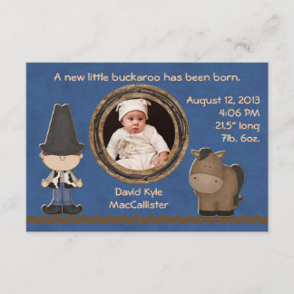 Cowboy Theme Pojke Birth Notice Meddelande
