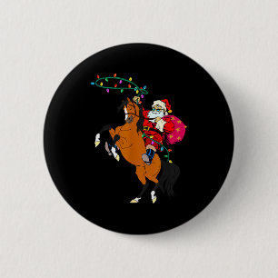 Cowboy Tomte Klöver Ridande En Häst Jul Cowboy Knapp