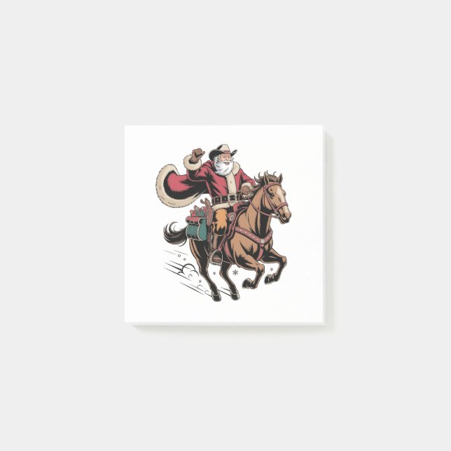 Cowboy Tomte Ridning På Häst Jul  Post-it Block (Framsida)