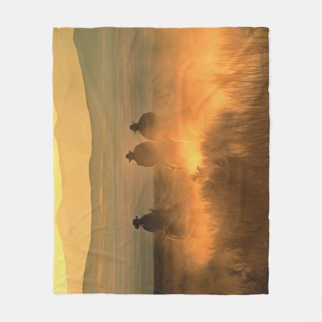 Cowboy Trio: Mountainous Background Gallop. Fleecefilt (Framsidan)