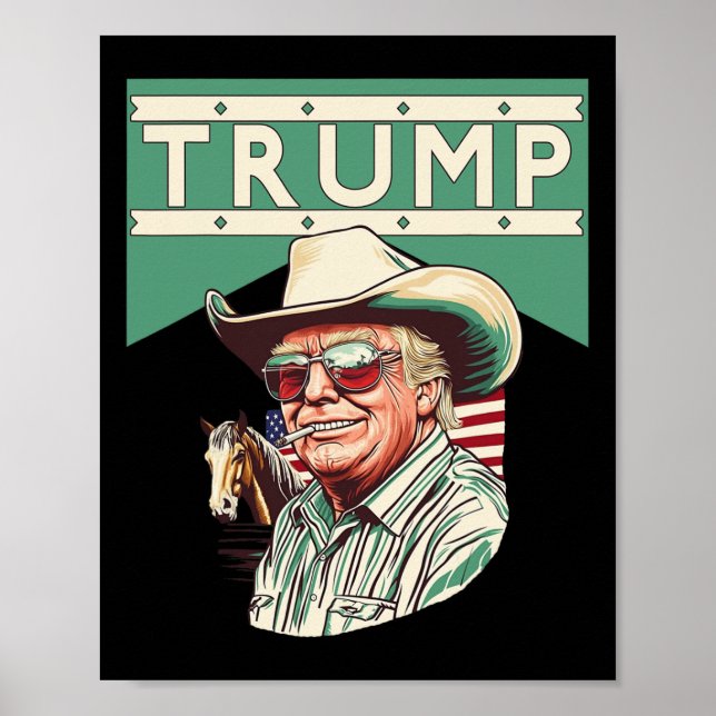 Cowboy Trump Trump är min president Poster (Framsidan)