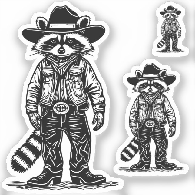 cowboy-tvättbjörn klistermärken (Framsida)