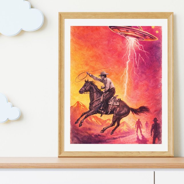 Cowboy UFO-möte – Vintage Sci-Fi Poster (Skapare uppladdad)