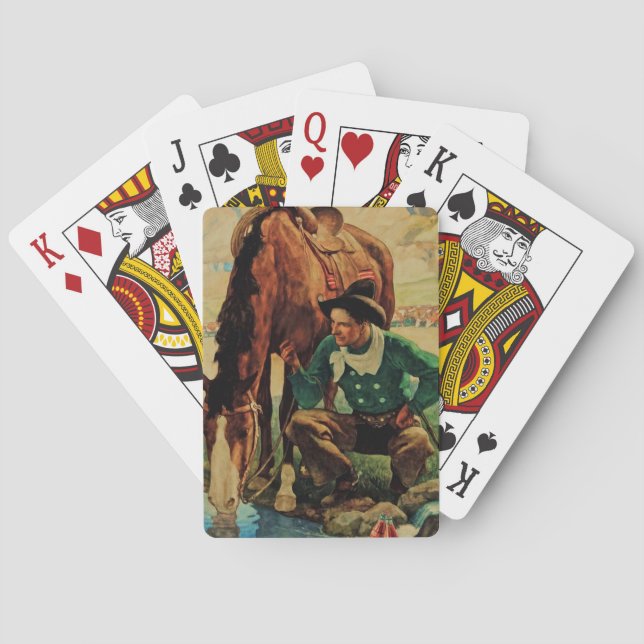 Cowboy vattnar sin häst av NC Wyeth Casinokort (Baksidan)