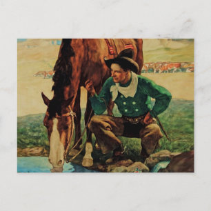 Cowboy vattnar sin häst av NC Wyeth Vykort