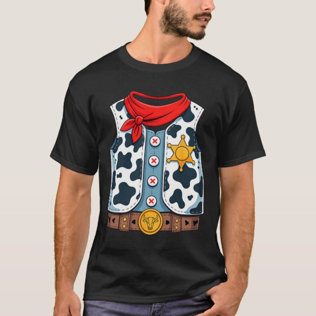 Cowboy Vest Western sheriff Costume Coola Easy Hal T Shirt (Framsida)