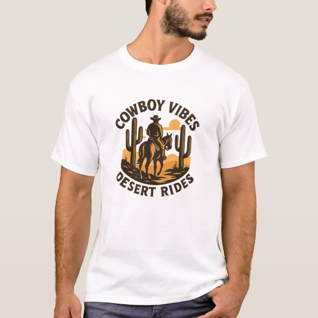 Cowboy Vibes Desert Rides Graphic T Shirt (Framsida)