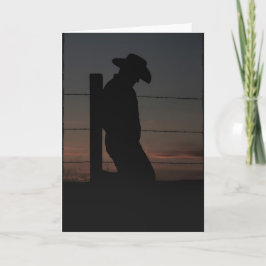 Cowboy vid solnedgång kort