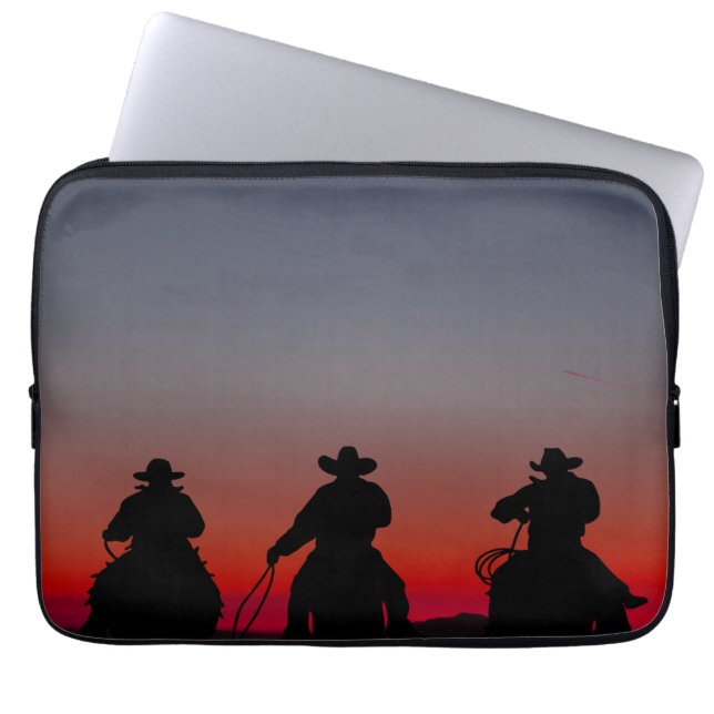 cowboy vid solnedgång laptop fodral (Framsidan)