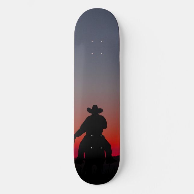 cowboy vid solnedgång mini skateboard bräda 18,5 cm (Framsida)