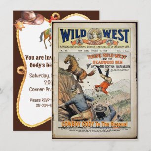 Cowboy Vilda western Add Boy's Details-Födelsedags Inbjudningar