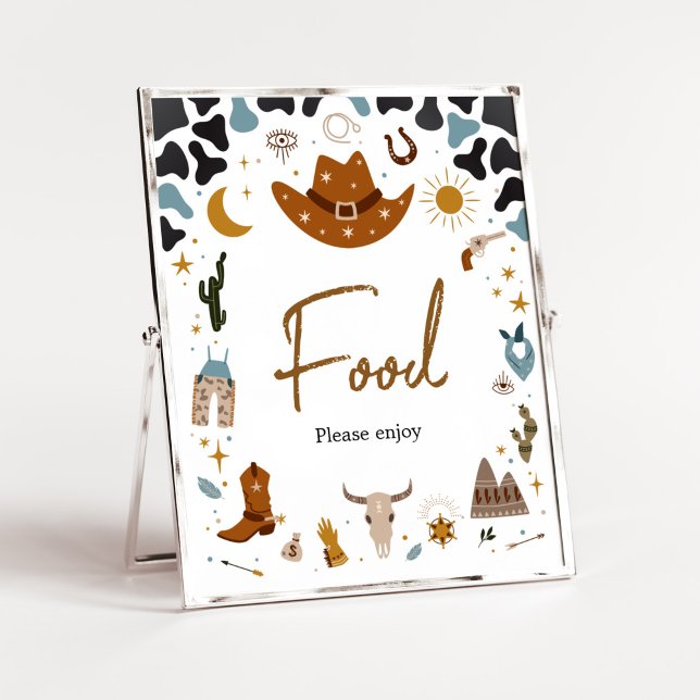 Cowboy Vilda western Baby Shower Food Poster (Country Western Rodeo Baby Shower Food Sign)