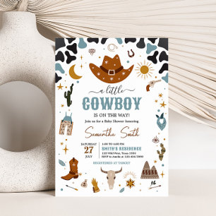 Cowboy Vilda western Baby Shower Inbjudningar