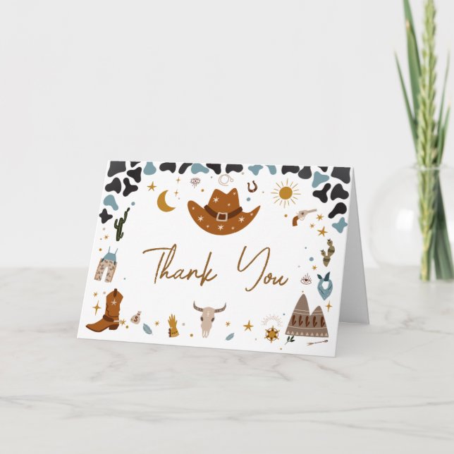 Cowboy Vilda western Baby Shower Tack Kort (Framsida)