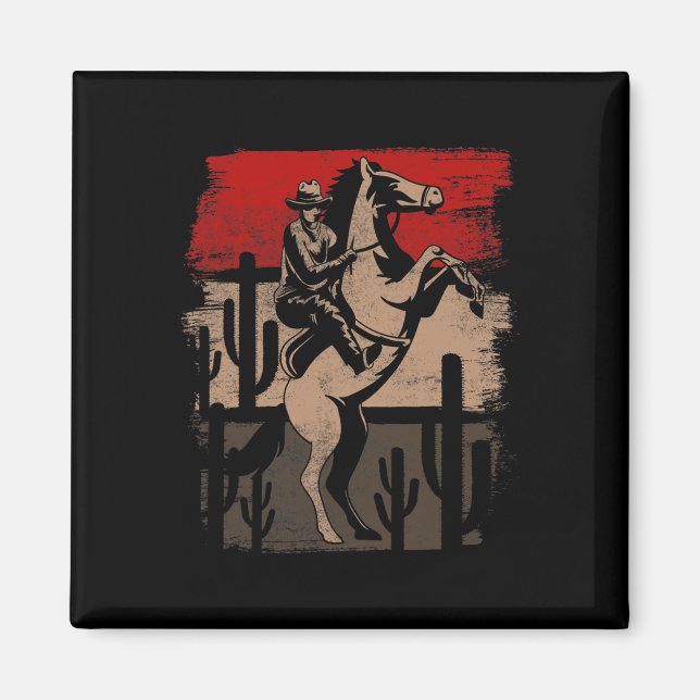 Cowboy Vilda western Land Horseck Riding Horse Ret Magnet (Framsidan)