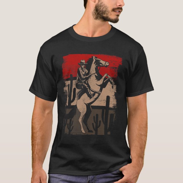 Cowboy Vilda western Land Horseck Riding Horse Ret T Shirt (Framsida)