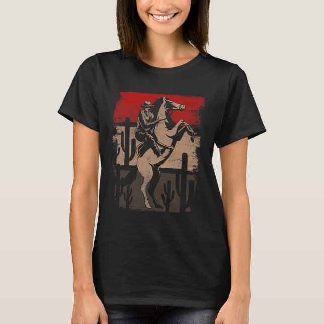 Cowboy Vilda western Land Horseck Riding Horse Ret T Shirt (Framsida)
