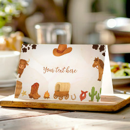 Cowboy Vilda western Rodeo Birthday Food Tält Placeringskort