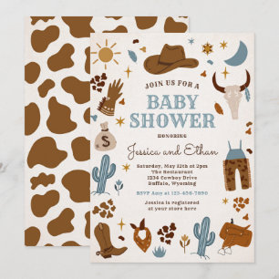 Cowboy Vilda western Rodeo Ranch Baby Shower Inbjudningar