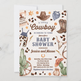 Cowboy Vilda western Rodeo Ranch Boy Shower Inbjudningar