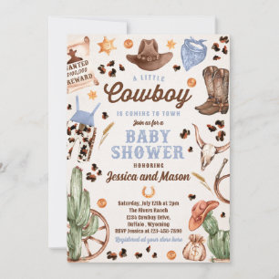 Cowboy Vilda western Rodeo Ranch Boy Shower Inbjudningar