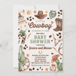 Cowboy Vilda western Rodeo Ranch Boy Shower Inbjudningar