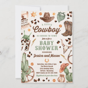Cowboy Vilda western Rodeo Ranch Boy Shower Inbjudningar
