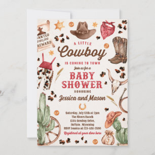 Cowboy Vilda western Rodeo Ranch Boy Shower Inbjudningar