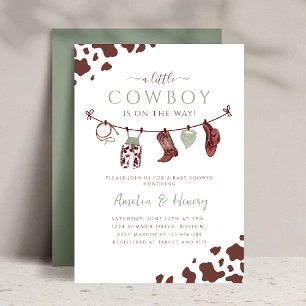 Cowboy Vilda western Rodeo Western Baby Shower Inbjudningar