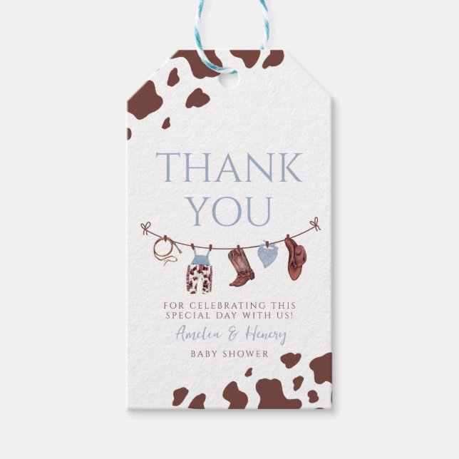 Cowboy Vilda western Rodeo Western Boy Shower Presentetikett (Framsidan)