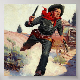 Cowboy Vilda western Vintage affisch