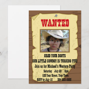 Cowboy ville Poster Födelsedagsfest Inbjudningar