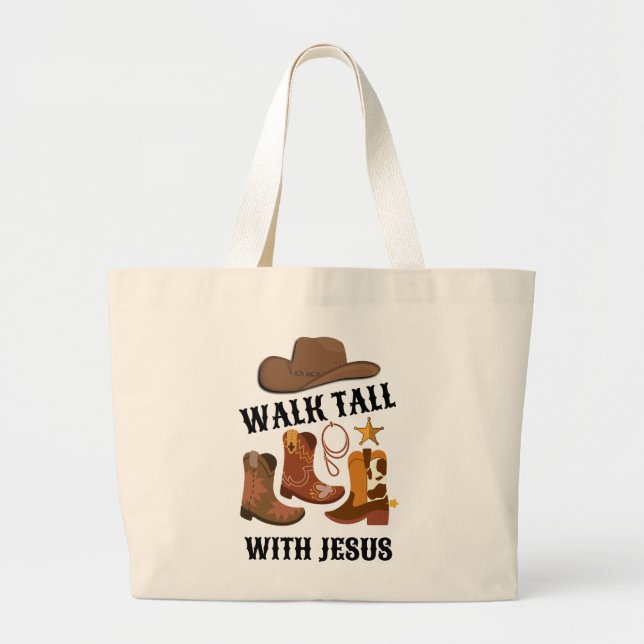 Cowboy WALK TALL MED JESUS Christian Jumbo Tygkasse (Framsidan)