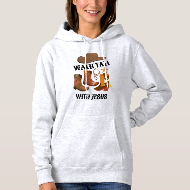 Cowboy WALK TALL MED JESUS Christian T Shirt (Framsida)