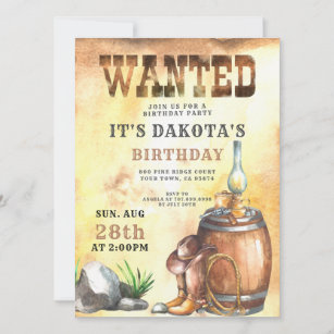 Cowboy Wanted Birthday  Inbjudningar