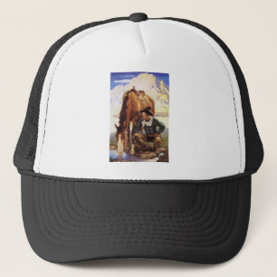 Cowboy Watering Hans Horse av NC Wyeth, Vintage Ar Keps