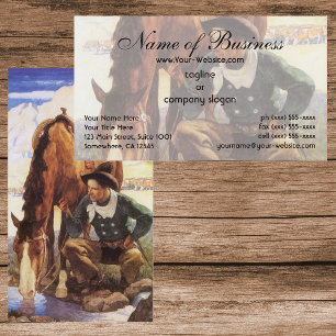 Cowboy Watering Hans Horse av NC Wyeth Visitkort