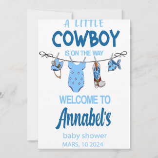 Cowboy Welcome Baby Shower-skylt, Vilda western, B Spara Datumet