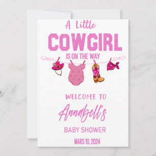 Cowboy Welcome Baby Shower-skylt, Vilda western, B Spara Datumet