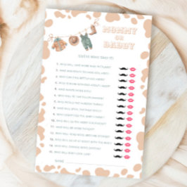 Cowboy Western Baby Shower Mamma eller pappa Game