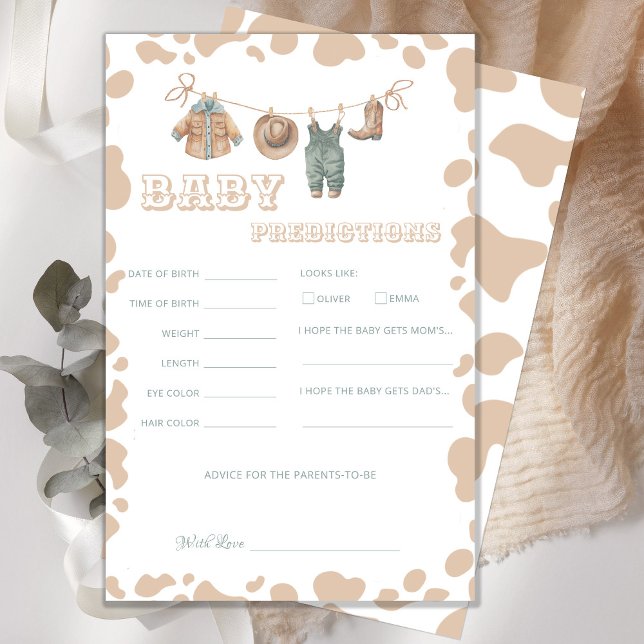 Cowboy Western Baby Shower Predications Roligt Gam (Skapare uppladdad)
