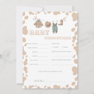 Cowboy Western Baby Shower Predications Roligt Gam Inbjudningar