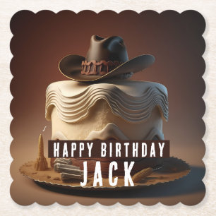 Cowboy Western Birthday Papper Underlägg Rustic Ca