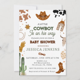 Cowboy Western Boy Baby Shower Inbjudningar