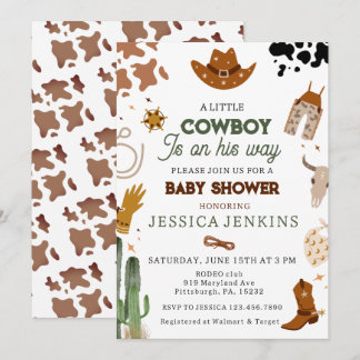 Cowboy Western Boy Baby Shower Inbjudningar