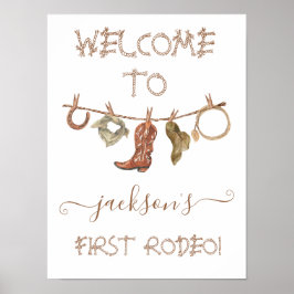 Cowboy Western Boy Clothesline 1st Rodeo Poster